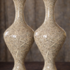 Kashmiri papier mache vases with ivory Tree of Life hand-painted floral design - set of 2 handcrafted decorative vases