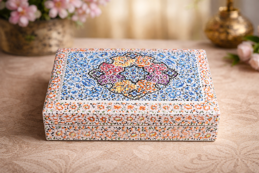 embossed papier mache box