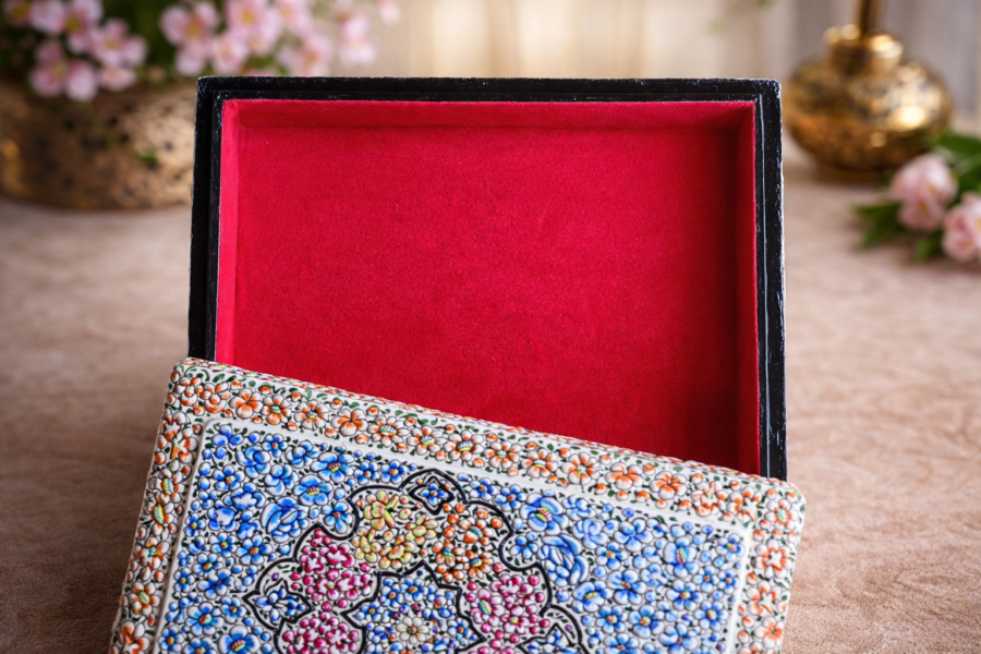 embossed papier mache box