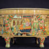 Exquisite hand-painted Indian style wooden table with intricate floral motifs and gold detailing