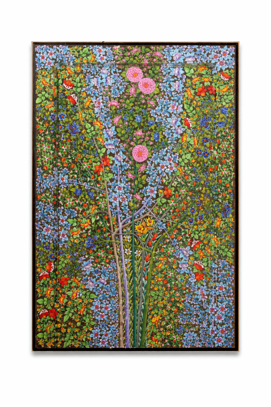 Handmade floral wall painting wooden1