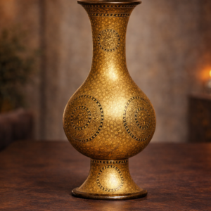 Kashmiri Papier-Mâché Golden Vase – Handcrafted Luxury Decor