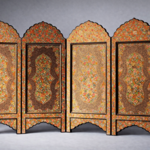 Hazara art folding screen with hand-painted Kashmiri floral patterns, wooden frame room divider