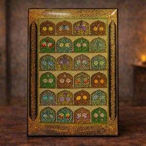 Hand-Painted Real Gold Paper Mache Jewel Box 10×7 | Kashmiri Art