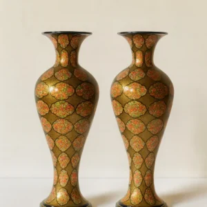 Tall Flower Vase Pair 38 inch Hazara geometric art paper mache