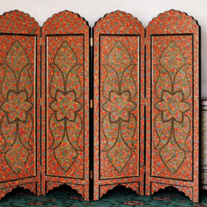 Kashmiri paper mache folding screen - hand-painted Hazara art room divider