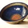 Hand painted Kashmiri papier mache bowl with floral design and blue gold interior