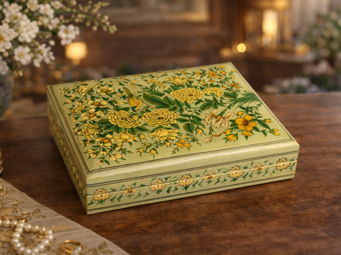 Cream Floral Bird Jewelry Box