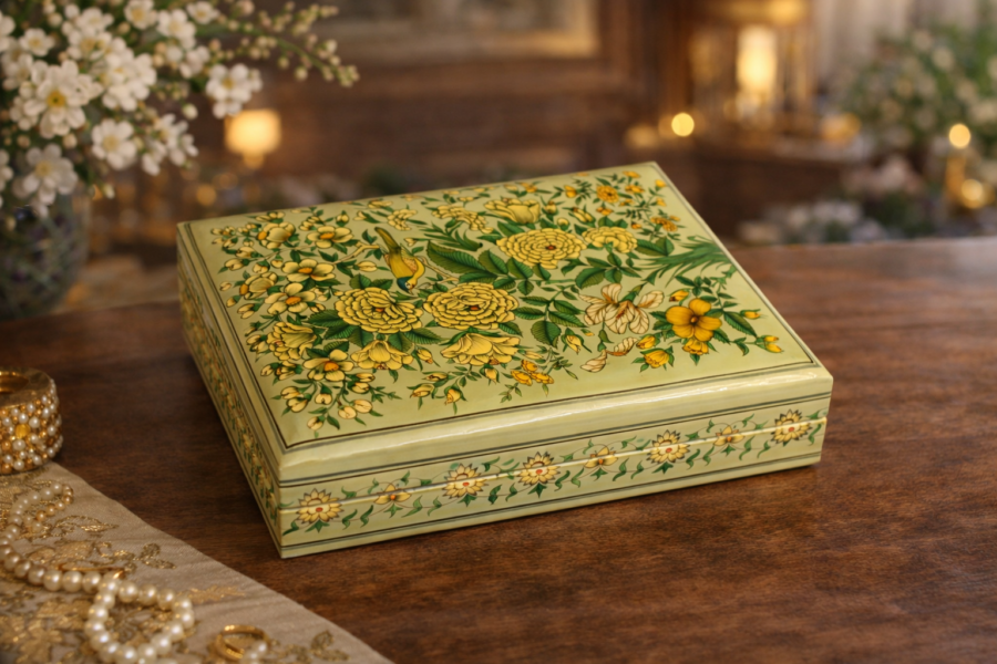 Cream Floral Bird Jewelry Box