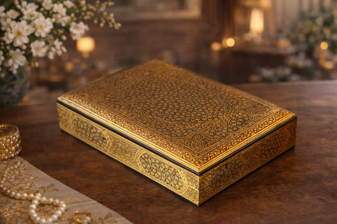 Gold Chinar Jewelry Box