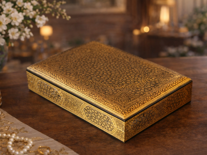 Gold Chinar Jewelry Box