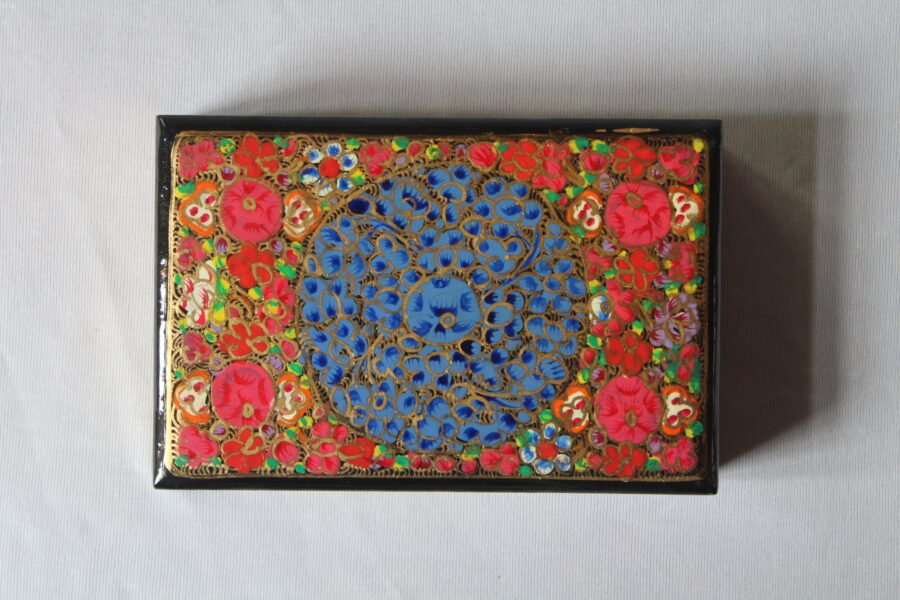 Handmade Paper Mache Jewelry Box Floral Mandala 4 Inch
