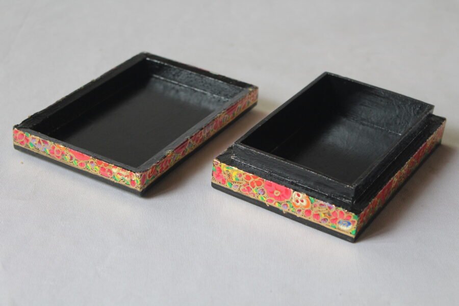 Handmade Paper Mache Jewelry Box Floral Mandala 4 Inch