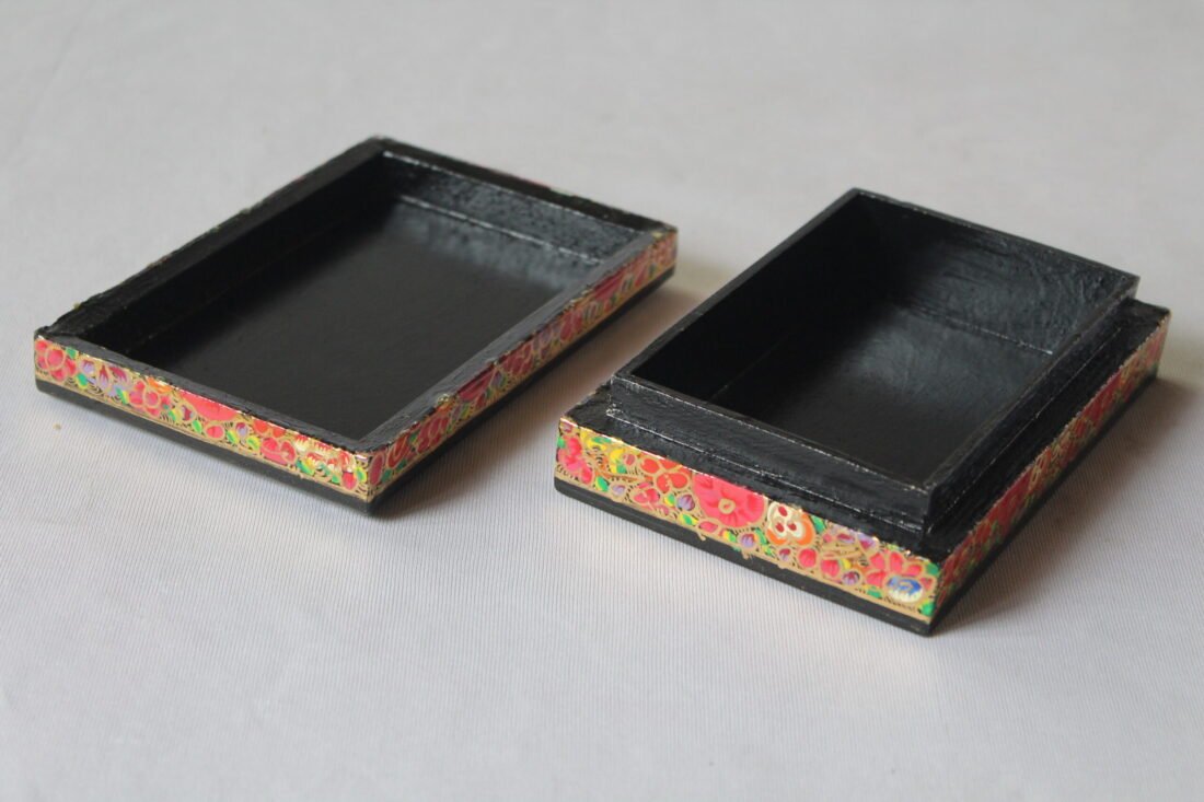 Handmade Paper Mache Jewelry Box Floral Mandala 4 Inch