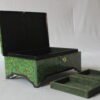 Handmade Paper Mache Storage Box Green Floral Design