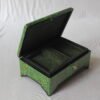 Handmade Paper Mache Storage Box Green Floral Design