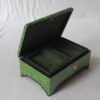 Handmade Paper Mache Storage Box Green Floral Design