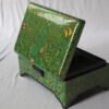 Handmade Paper Mache Storage Box Green Floral Design
