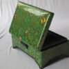 Handmade Paper Mache Storage Box Green Floral Design