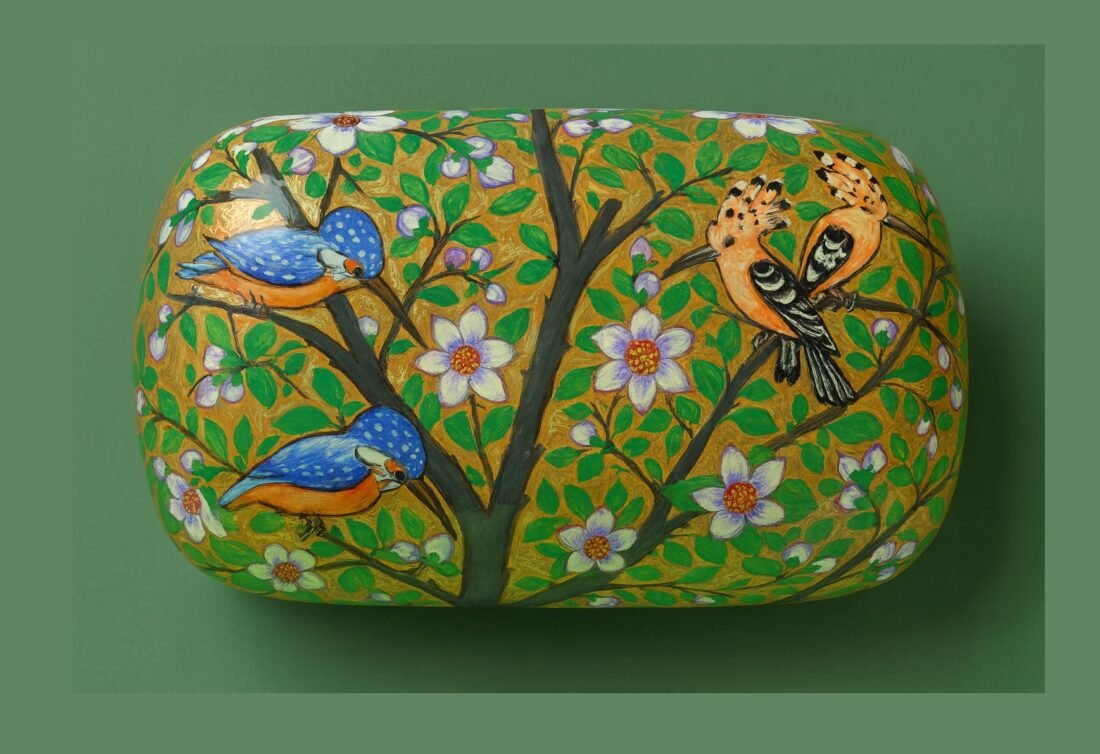 Luxury gift box handmade,kingfisher and hoopoe