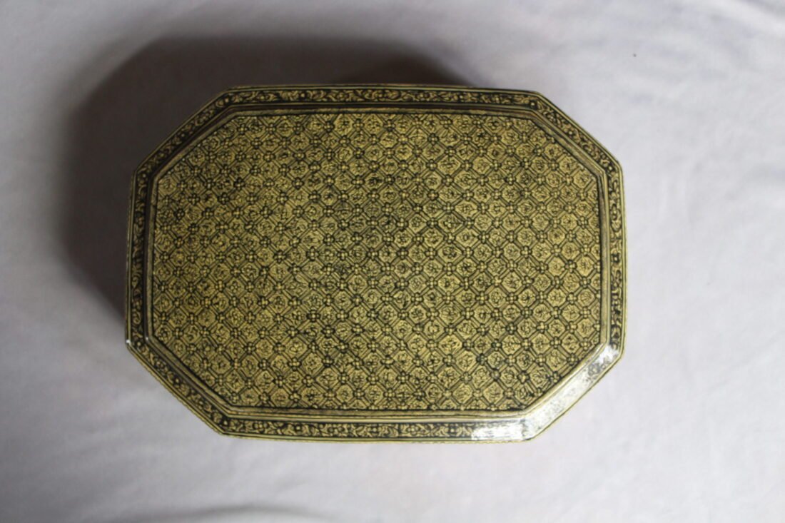 monochrome paisley papier mache box