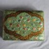 Silver chinar paper mache jewelry box with hand painted Kashmiri design, embossed finish, velvet interior and lock