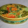 Hand painted Mughal art papier mache box with royal court scene and embossed lacquer finish