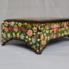 Hand painted floral papier mache wooden jewelry box with brass lock and velvet interior