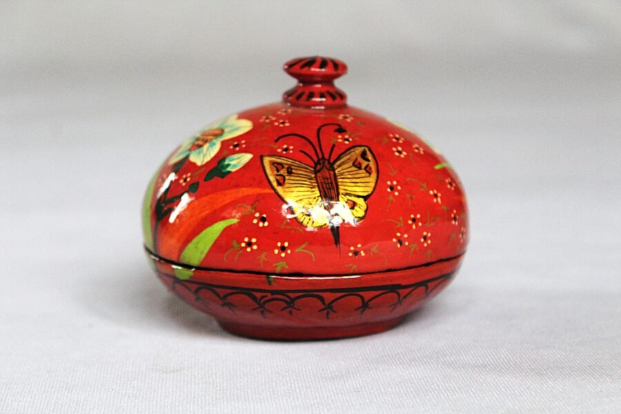 Round papier mache box