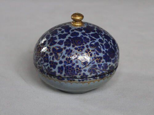 blue Round papier mache box