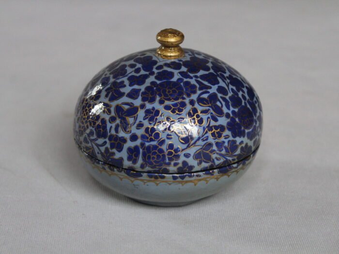 blue Round papier mache box