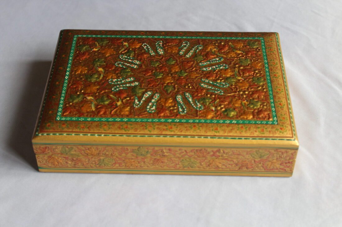 Gold Embossed Kashmiri Jewelry Box