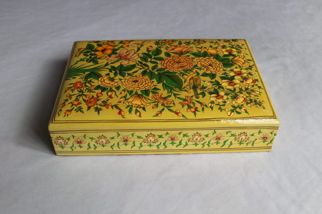 Yellow Floral Bird Jewelry Box