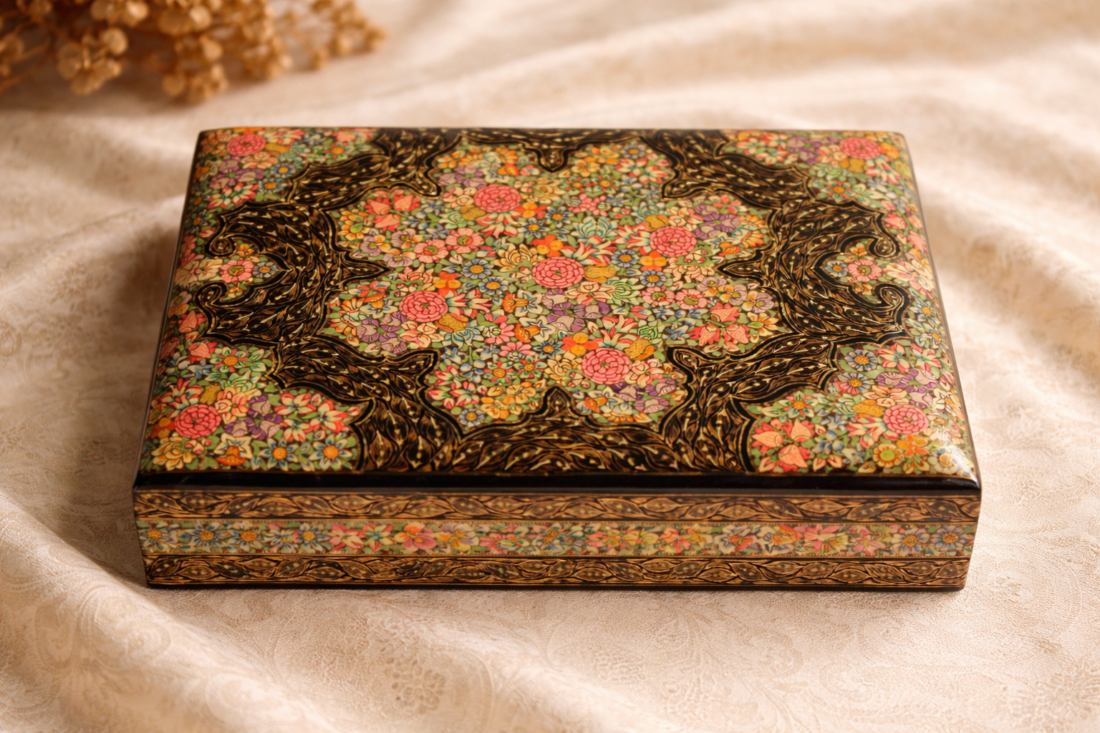 real gold papier mache jewelry box