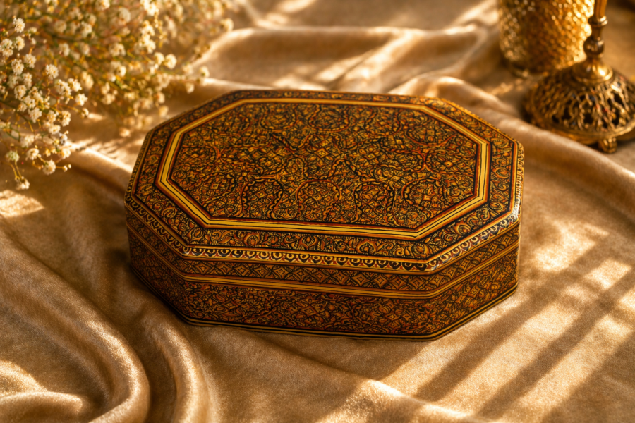 vintage paisley papier mache box