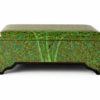 Handmade Paper Mache Storage Box Green Floral Design