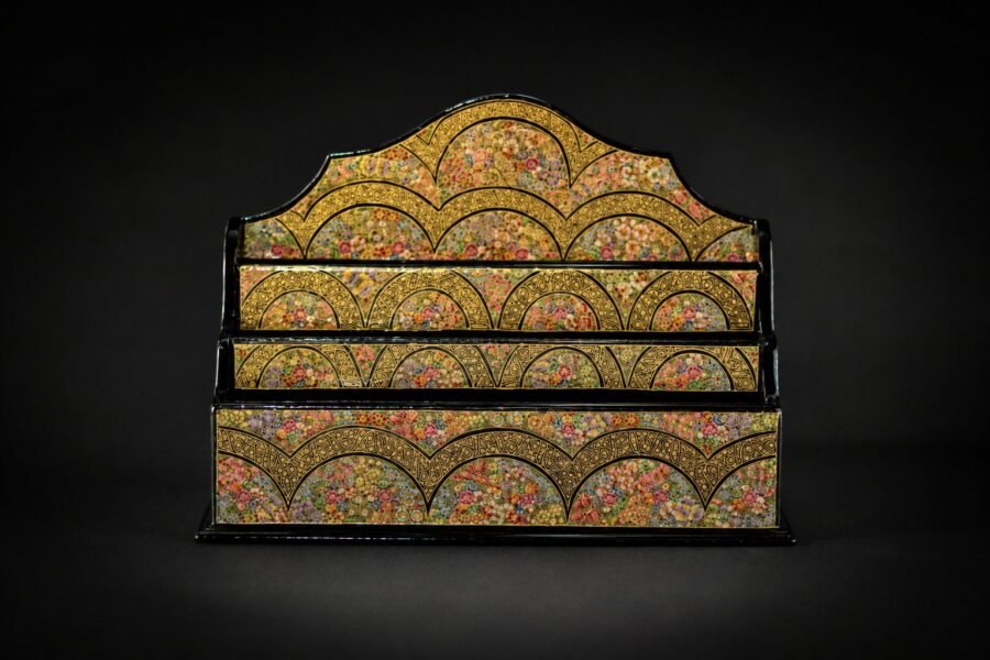 Kashmiri papier mache desk organizer