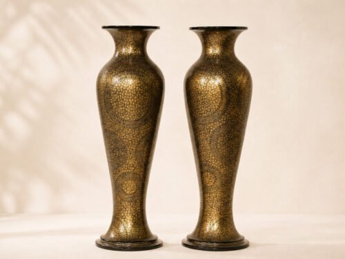 Chinar Gold Paper Mâché Vase Pair