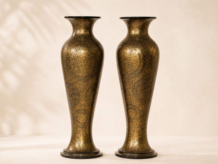 Chinar Gold Paper Mâché Vase Pair
