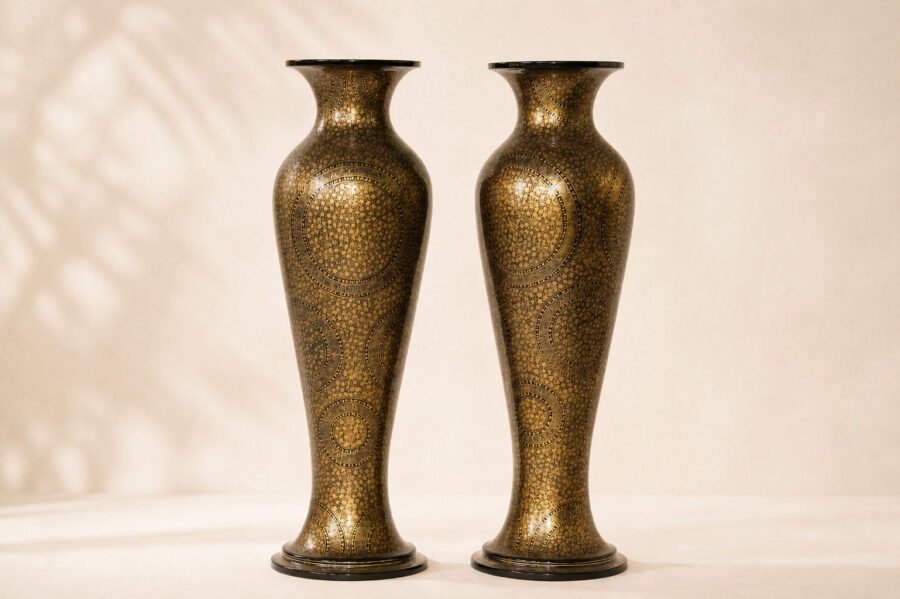 Chinar Gold Paper Mâché Vase Pair