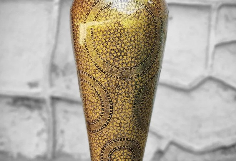 Chinar Gold Paper Mâché Vase Pair